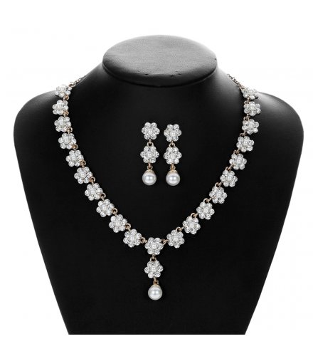 SET703 - Elegant Floral Pearl Necklace Set